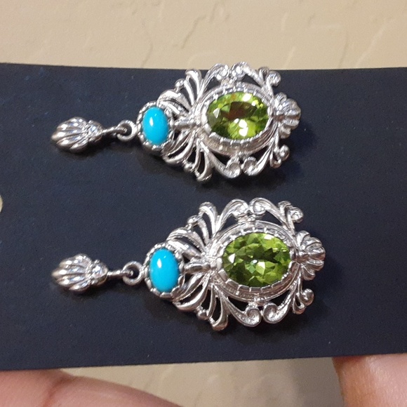 925 Genuine, Untreated Peridot and Sleeping Beauty Turquoise.  Bold. - Picture 7 of 8